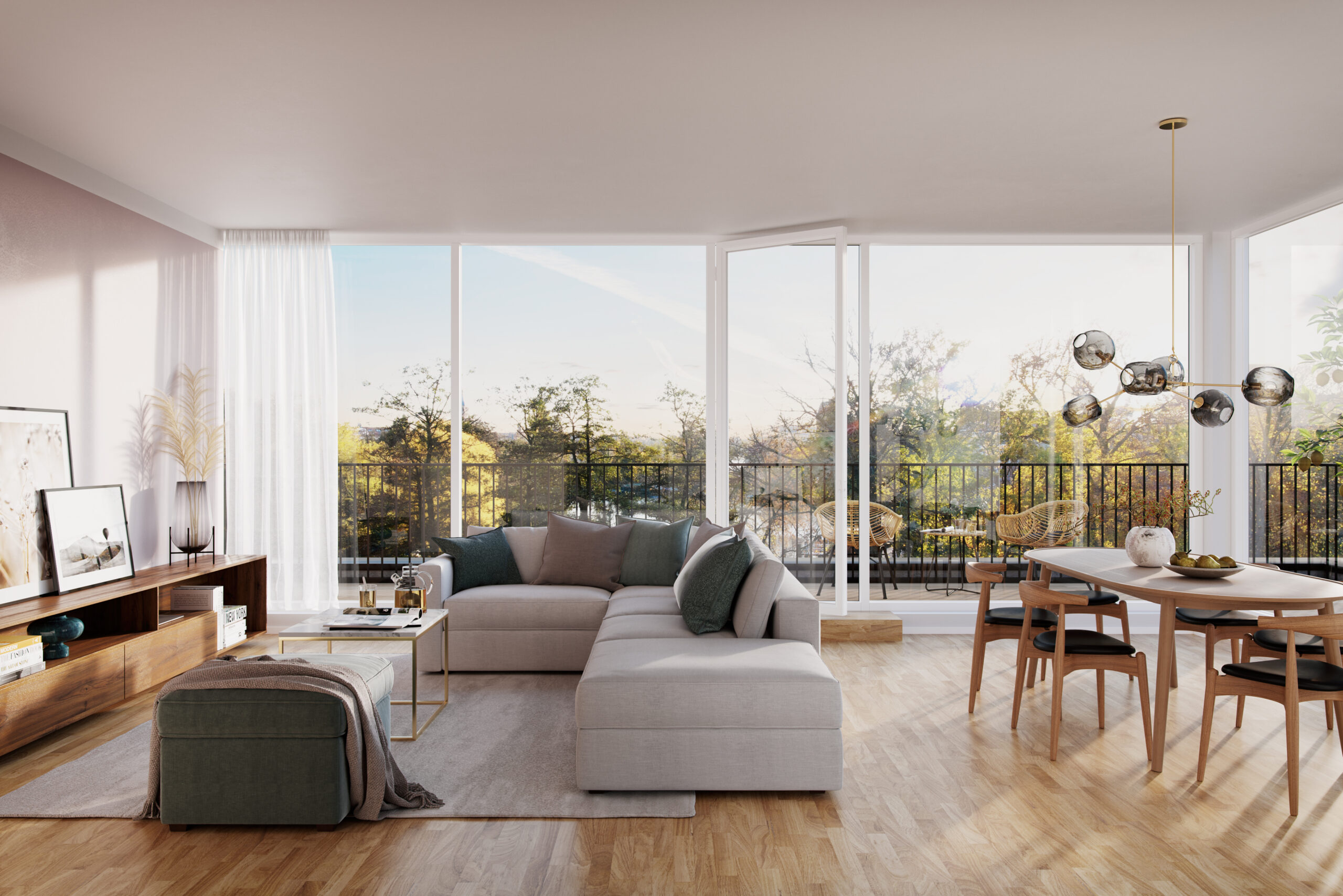 A modern living room in a condominium in the best locations in Germany | Sell your property now with ZIEGERT